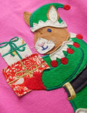 Weihnachtskleid mit Meerschweinchen-Applikation und langen Ärmeln