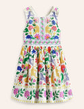 Multi Safari Floral Cross-Back Dress