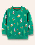 Christmas Skiing Snowman Printed Sweatshirt