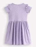 Cute Cat Applique Cotton Dress