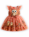 Forest Owl Family Tulle Party Dress