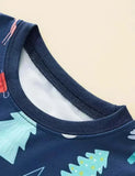 Pigiama blu con stampa albero di Natale