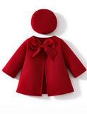 Bow Front A-Line Coat + Hat 2PCS Set