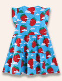 Erdbeer-Vollbedrucktes Kleid