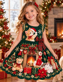 Christmas Kitten Fireplace Party Dress