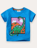 Kortærmet T-shirt med dinosaurtryk