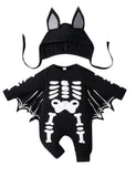 Halloween Bat Long Sleeve Romper + Hat Set