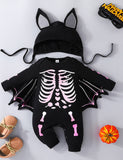 Halloween Bat Long Sleeve Romper + Hat Set