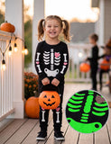 Halloween Luminous Skeleton Print Pajama Set