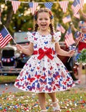 Independence Day Butterfly Printed Bow Dress