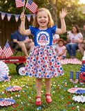 Independence Day Letter Rainbow Small Flying Sleeve Dress