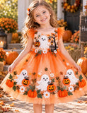 Halloween Cute Ghost & Pumpkin Tulle Party Dress