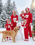 Christmas Family Matching Bear Fleece Hooded Zip-Up Pajamas