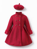 Classic Black Double-Breasted Coat & Beret Set