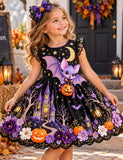 Clearance - Midnight Bat Pumpkin Castle Party Dress