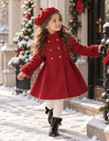 Classic Black Double-Breasted Coat & Beret Set