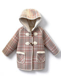 Pink Plaid Hooded Duffle Coat