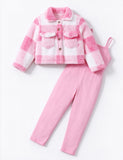 Plaid Fleece Jacket & Romper Set
