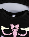 Halloween Skeleton Bat Long-sleeved One-piece Baby Climbing Suit + Hat
