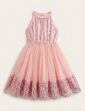 Sequin Halter Neck Birthday Party Princess Dress
