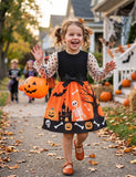 Halloween Print Long Sleeve Tulle Bow Dress