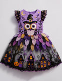 Halloween Fun Owl & Haunted House Party Dress