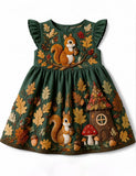 Squirrel Applique Short Sleeves Dress