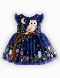 Fun Owl Frill Sleeves Tulle Party Dress