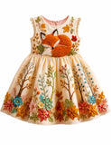 Autumn Floral Fox Party Dress