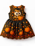 Halloween Owl & Pumpkin Party Dress