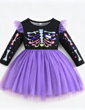 Halloween Colorful Skeleton Tulle Dress