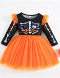 Halloween Colorful Skeleton Tulle Dress
