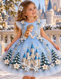 Christmas Snowfalke Princess Tulle Party Dress