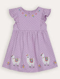 Lilafarbenes Sommerkleid mit Lama-Applikation