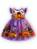 Halloween Black Cat & Pumpkin Tulle Party Dress