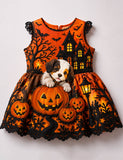 Halloween Puppy Pumpkin Party Dress