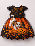 Halloween Puppy Pumpkin Tulle Party Dress
