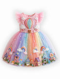 Rainbow Hot Air Balloon Tulle Party Dress