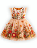 Fun Autumn Bunny Tulle Party Dress
