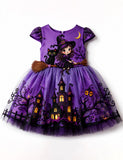 Little Magic Witch Halloween Pumpkin Tulle Dress