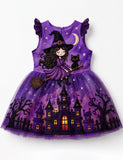 Little Magic Witch Halloween Pumpkin Tulle Dress
