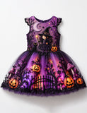 Little Magic Witch Halloween Pumpkin Tulle Dress