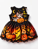 Halloween Kitten & Pumpkin Party Dress