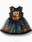 Halloween Owl & Pumpkin Tulle Party Dress