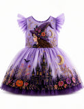 Halloween Witch & Haunted House Tulle Party Dress