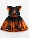Halloween Witch & Haunted House Tulle Party Dress