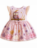 Owl and Moon Appliqué Party Dress