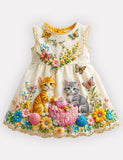 Kitten Friends Floral Garden Party Dress