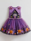 Halloween Magic Owl Haunted House Tulle Dress