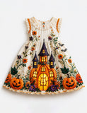 Halloween Pumpkin Haunted House Dress